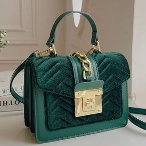 Textured Chain Decor Flap Square Bag
